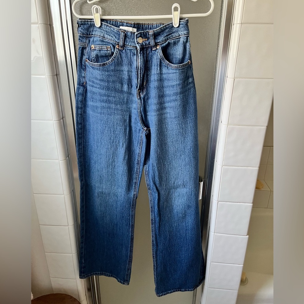 H&M wide leg blue jeans